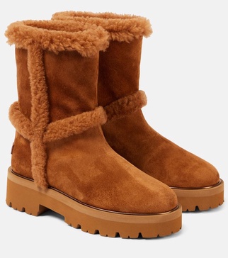Teddi 20 shearling-trimmed suede boots