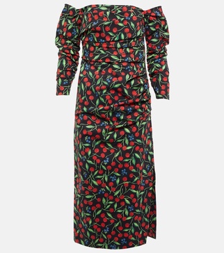 Off-shoulder cotton-blend midi dress