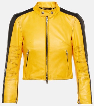 Cropped leather jacket