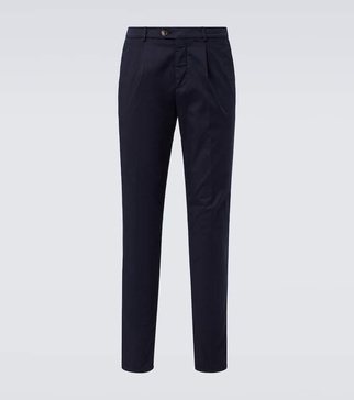 Cotton-blend gabardine slim pants