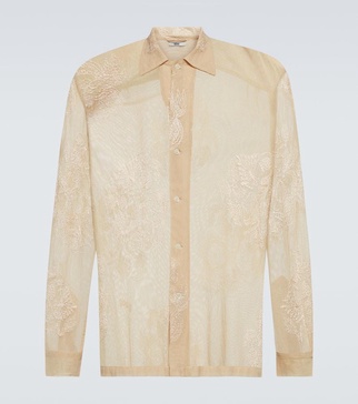 Moth Veil embroidered cotton mesh shirt
