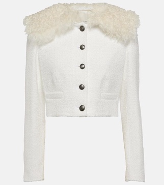 Cropped checked tweed jacket