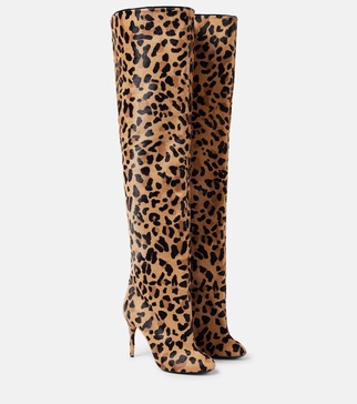 Decollete 90 calf hair over-the-knee boots
