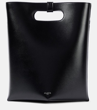 Folded leather tote bag