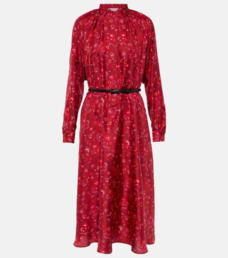 Goccia logo silk satin midi dress