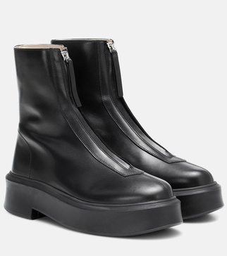 Zipped 1 leather flatform ankle boots
