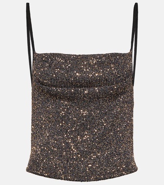 Diaplo metallic knit crop top