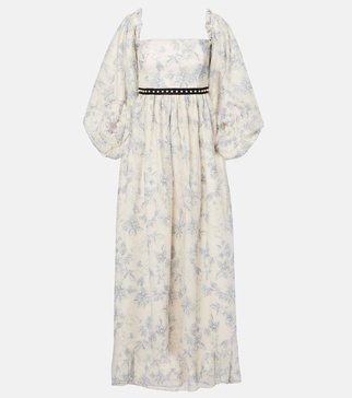 Alheli balloon-sleeve floral maxi dress