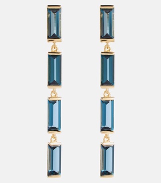 Deco Maxi 9kt gold drop earrings with topaz