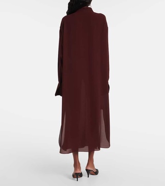 Oversized silk shirt dress