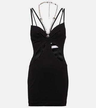 Crystal-embellished cutout minidress
