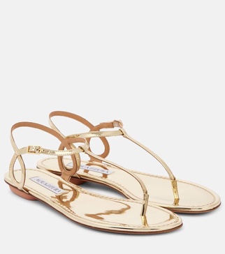 Almost Bare metallic leather thong sandals