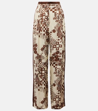 Printed high-rise wide-leg pants
