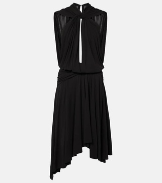 Draped ruched crêpe jersey midi dress