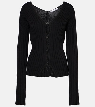 Ribbed-knit cotton crêpe cardigan