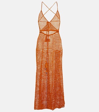 Open-knit cotton maxi dress