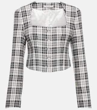 Plaid cropped wool jacket