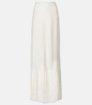 Fringed wide-leg pants