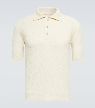 Cotton-blend bouclé polo shirt