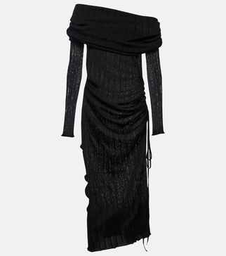 Draped off-shoulder maxi dress
