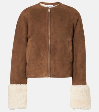 Shearling-trimmed suede jacket