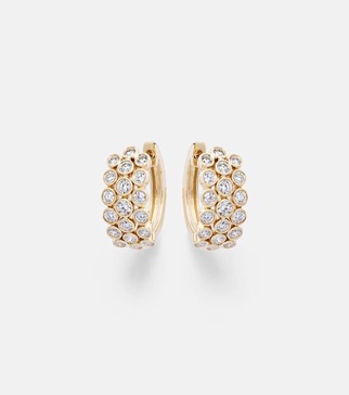3 Row 18kt gold hoop earrings with diamonds