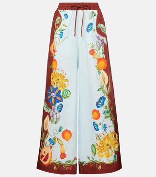 Dahlia floral linen wide-leg pants