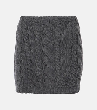 Cable-knit wool and cashmere miniskirt
