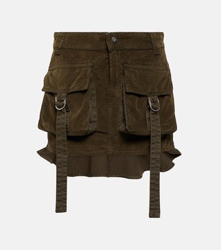 Velvet cargo miniskirt