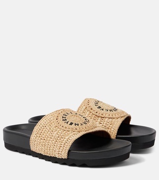 Elyse logo raffia slides
