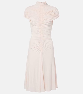 Ruched jersey midi dress