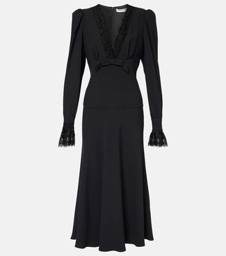 Envers lace-trimmed satin midi dress