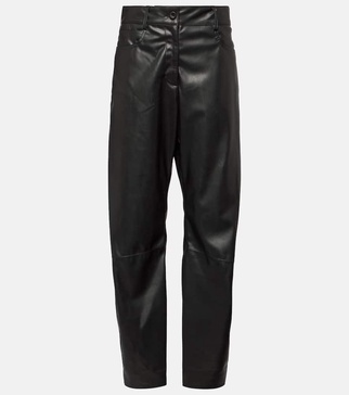 High-rise faux leather straight pants
