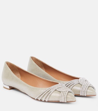 Gatsby embellished satin ballet flats