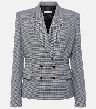 Houndstooth wool-blend jacket