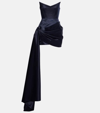 Asymmetric satin corset dress