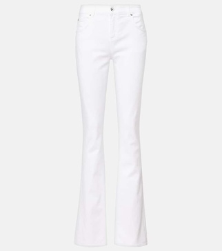 Chain-detail high-rise bootcut jeans
