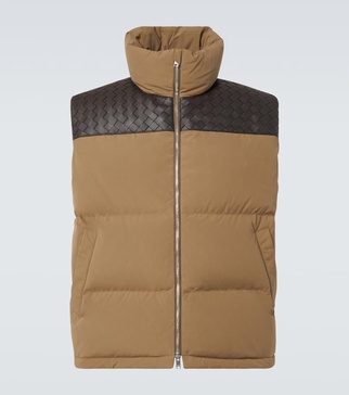 Intrecciato cotton poplin down vest