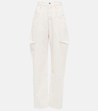 High-rise straight leg jeans