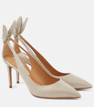 Bow Tie 85 metallic canvas pumps
