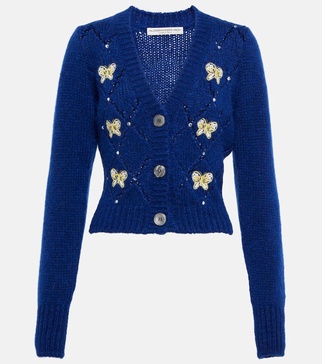 Embellished alpaca wool-blend cardigan