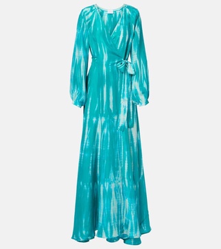 Tie-dye silk wrap dress