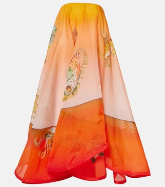 Neptuna printed asymmetric silk gown