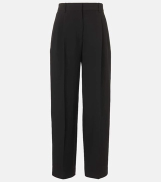 Lilas wool and linen-blend wide-leg pants