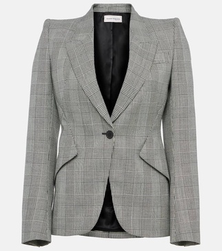 Houndstooth wool blazer