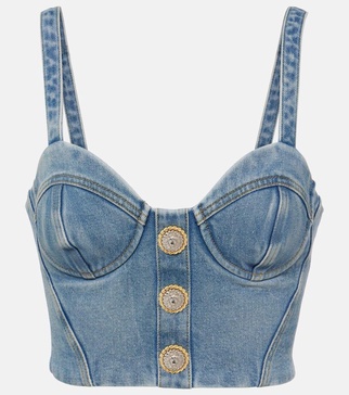 Cropped denim bustier