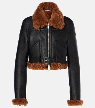 Cropped faux leather biker jacket