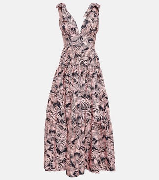 Tiered cotton-blend midi dress