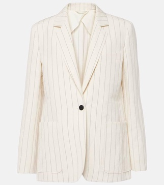 Pinstripe linen and cotton blazer