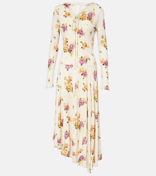 Edna floral asymmetric midi dress